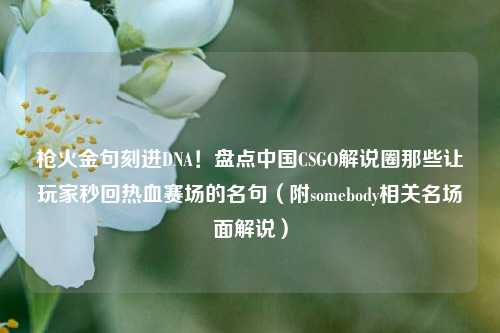 枪火金句刻进DNA！盘点中国CSGO解说圈那些让玩家秒回热血赛场的名句（附somebody相关名场面解说）