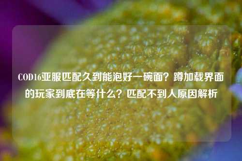 COD16亚服匹配久到能泡好一碗面？蹲加载界面的玩家到底在等什么？匹配不到人原因解析