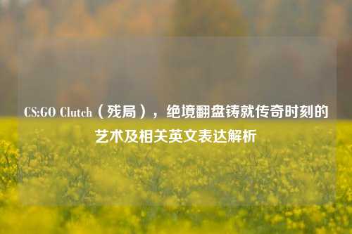 CS:GO Clutch（残局），绝境翻盘铸就传奇时刻的艺术及相关英文表达解析