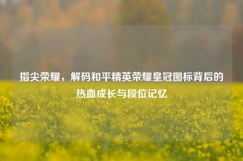 指尖荣耀，解码和平精英荣耀皇冠图标背后的热血成长与段位记忆