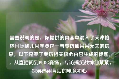 需要说明的是，你提供的内容中混入了天津格林国际幼儿园学费这一与专访仙某某无关的信息，以下是基于专访相关核心内容生成的标题，，从直播间到PUBG赛场，专访搞笑战神仙某某，探寻热闹背后的电竞初心