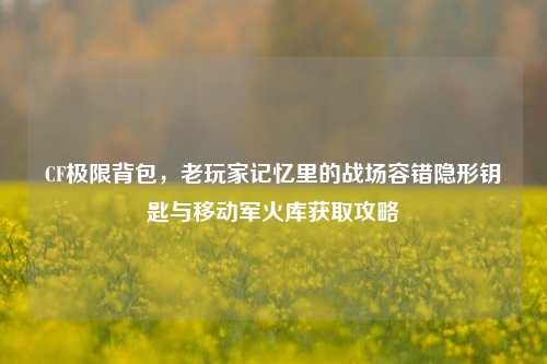 CF极限背包，老玩家记忆里的战场容错隐形钥匙与移动军火库获取攻略