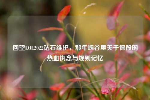 回望LOL2022钻石维护,那年峡谷里关于保段的热血执念与规则记忆