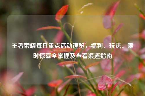 王者荣耀每日重点活动速览，福利、玩法、限时惊喜全掌握及查看渠道指南