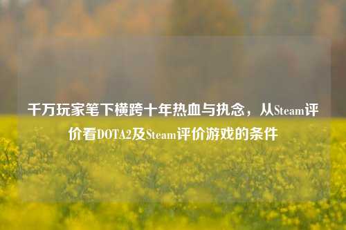 千万玩家笔下横跨十年热血与执念，从Steam评价看DOTA2及Steam评价游戏的条件