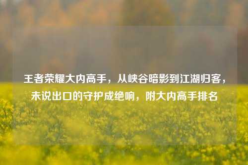 王者荣耀大内高手，从峡谷暗影到江湖归客，未说出口的守护成绝响，附大内高手排名