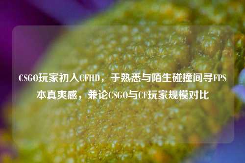 CSGO玩家初入CFHD，于熟悉与陌生碰撞间寻FPS本真爽感，兼论CSGO与CF玩家规模对比