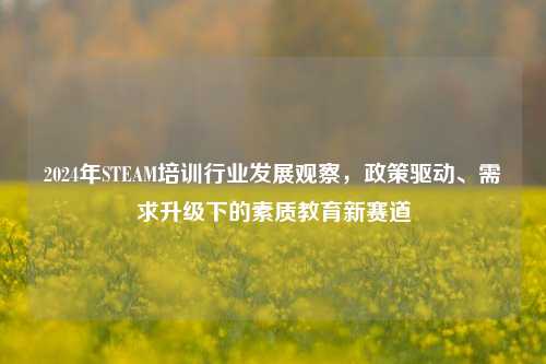 2024年STEAM培训行业发展观察，政策驱动、需求升级下的素质教育新赛道
