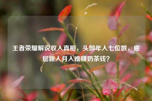 王者荣耀解说收入真相，头部年入七位数，底层新人月入难赚奶茶钱？