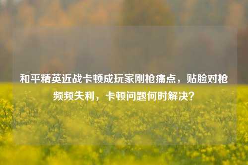 和平精英近战卡顿成玩家刚枪痛点，贴脸对枪频频失利，卡顿问题何时解决？