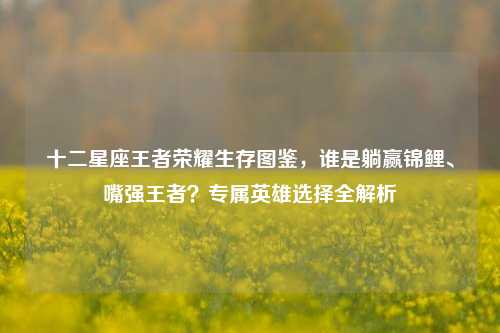 十二星座王者荣耀生存图鉴，谁是躺赢锦鲤、嘴强王者？专属英雄选择全解析