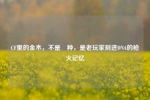 CF里的金木，不是喰种，是老玩家刻进DNA的枪火记忆