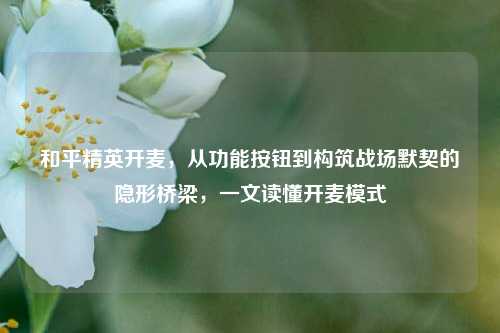 和平精英开麦，从功能按钮到构筑战场默契的隐形桥梁，一文读懂开麦模式
