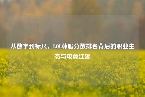 从数字到标尺，LOL韩服分数排名背后的职业生态与电竞江湖