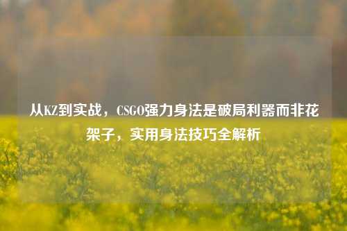 从KZ到实战，CSGO强力身法是破局利器而非花架子，实用身法技巧全解析