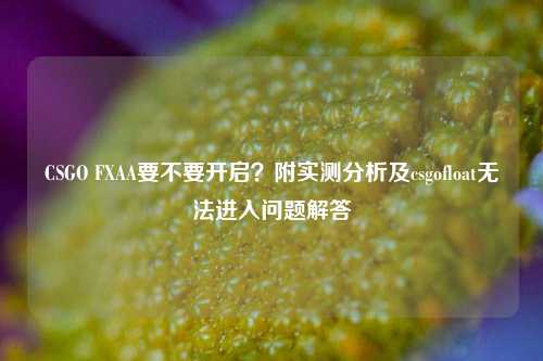 CSGO FXAA要不要开启？附实测分析及csgofloat无法进入问题解答