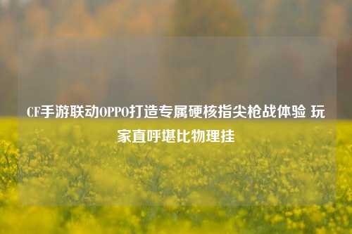 CF手游联动OPPO打造专属硬核指尖枪战体验 玩家直呼堪比物理挂