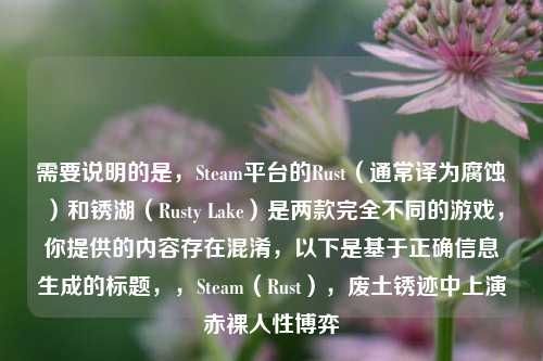 需要说明的是，Steam平台的Rust（通常译为腐蚀）和锈湖（Rusty Lake）是两款完全不同的游戏，你提供的内容存在混淆，以下是基于正确信息生成的标题，，Steam（Rust），废土锈迹中上演赤裸人性博弈