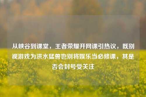 从峡谷到课堂,王者荣耀开网课引热议,既别视游戏为洪水猛兽也别将娱乐当必修课,其是否会封号受关注