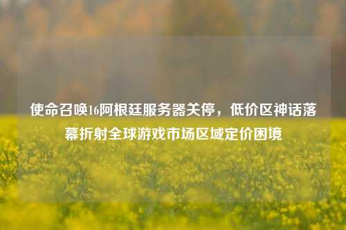 使命召唤16阿根廷服务器关停，低价区神话落幕折射全球游戏市场区域定价困境