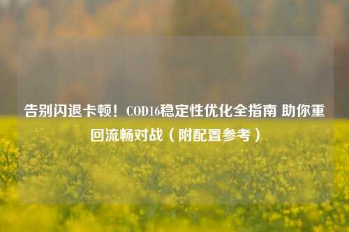 告别闪退卡顿！COD16稳定性优化全指南 助你重回流畅对战（附配置参考）