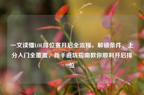 一文读懂LOL排位赛开启全流程，解锁条件、上分入门全覆盖，新手避坑指南教你顺利开启排位