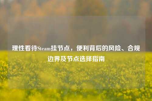 理性看待Steam挂节点，便利背后的风险、合规边界及节点选择指南
