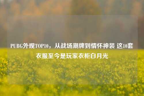 PUBG外观TOP10，从战场潮牌到情怀神装 这10套衣服至今是玩家衣柜白月光