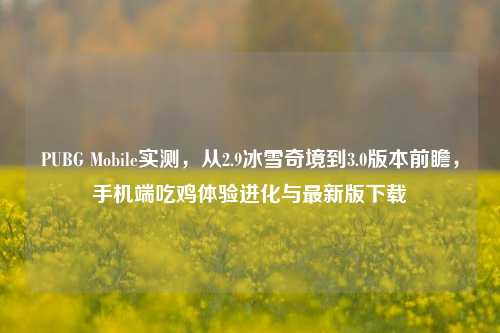 PUBG Mobile实测，从2.9冰雪奇境到3.0版本前瞻，手机端吃鸡体验进化与最新版下载