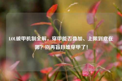 LOL破甲机制全解，穿甲能否叠加、上限到底在哪？别再盲目堆穿甲了！