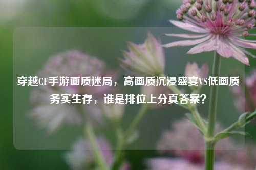 穿越CF手游画质迷局，高画质沉浸盛宴VS低画质务实生存，谁是排位上分真答案？