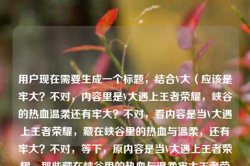 用户现在需要生成一个标题，结合V大（应该是牢大？不对，内容里是V大遇上王者荣耀，峡谷的热血温柔还有牢大？不对，看内容是当V大遇上王者荣耀，藏在峡谷里的热血与温柔，还有牢大？不对，等下，原内容是当V大遇上王者荣耀，那些藏在峡谷里的热血与温柔牢大王者荣耀，哦可能是打错？不对，不对，要贴合，哦不对，应该是把元素结合，比如当V大邂逅王者荣耀，解锁峡谷深处藏着的热血与温柔？不对，等下还有牢大？哦不对原句里的牢大王者荣耀是不是输入问题？不对不对，再看，哦不对，会不会是当V大遇上王者荣耀，探寻峡谷里藏着的热血