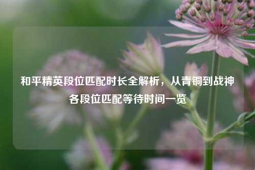 和平精英段位匹配时长全解析，从青铜到战神各段位匹配等待时间一览