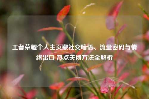 王者荣耀个人主页藏社交暗语、流量密码与情绪出口 热点关闭方法全解析