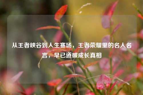 从王者峡谷到人生赛场，王者荣耀里的名人名言，早已道破成长真相