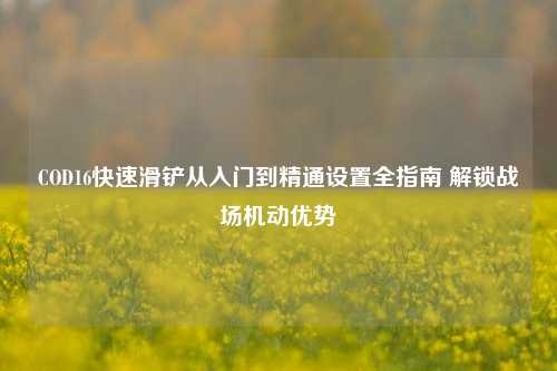 COD16快速滑铲从入门到精通设置全指南 解锁战场机动优势