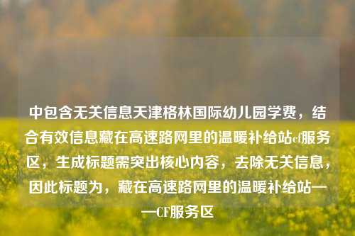 中包含无关信息天津格林国际幼儿园学费,结合有效信息藏在高速路网里的温暖补给站cf服务区,生成标题需突出核心内容,去除无关信息,因此标题为,藏在高速路网里的温暖补给站——CF服务区
