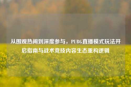 从围观热闹到深度参与，PUBG直播模式玩法开启指南与战术竞技内容生态重构逻辑