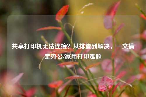 共享打印机无法连接？从排查到解决，一文搞定办公/家用打印难题