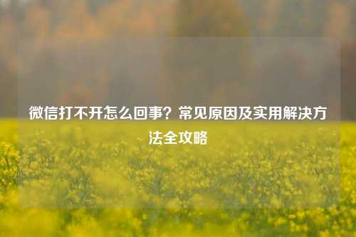 微信打不开怎么回事？常见原因及实用解决方法全攻略