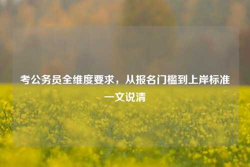 考公务员全维度要求,从报名门槛到上岸标准一文说清