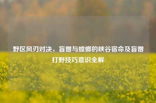 野区风刃对决，盲僧与螳螂的峡谷宿命及盲僧打野技巧意识全解