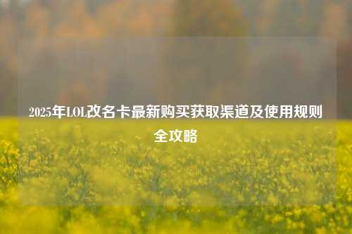 2025年LOL改名卡最新购买获取渠道及使用规则全攻略