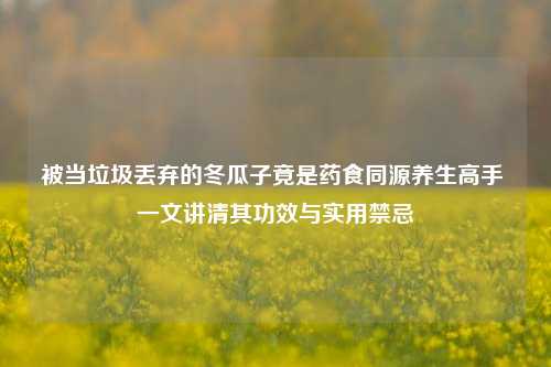 被当垃圾丢弃的冬瓜子竟是药食同源养生高手 一文讲清其功效与实用禁忌