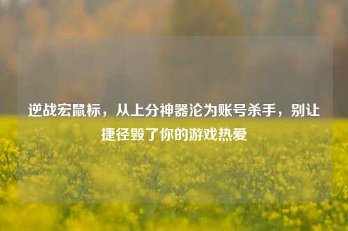 逆战宏鼠标,从上分神器沦为账号杀手,别让捷径毁了你的游戏热爱