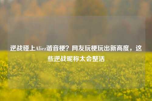 逆战碰上Aliez谐音梗？网友玩梗玩出新高度，这些逆战昵称太会整活