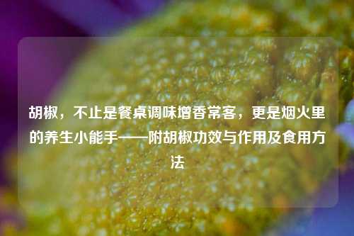 胡椒，不止是餐桌调味增香常客，更是烟火里的养生小能手——附胡椒功效与作用及食用方法