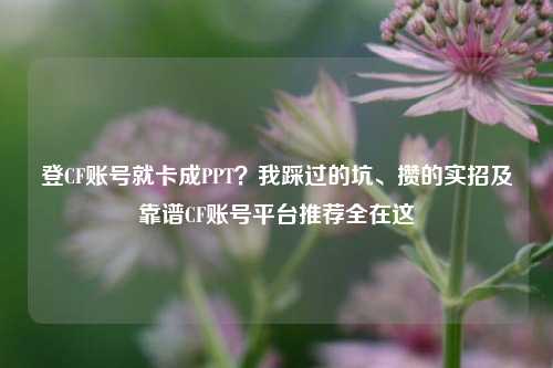 登CF账号就卡成PPT?我踩过的坑、攒的实招及靠谱CF账号平台推荐全在这