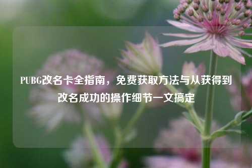 PUBG改名卡全指南,免费获取方法与从获得到改名成功的操作细节一文搞定