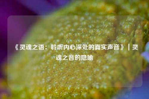 《灵魂之语:聆听内心深处的真实声音》|灵魂之音的隐喻